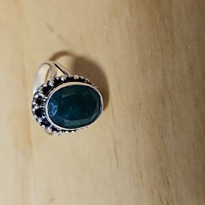 Raw emerald ring, silver